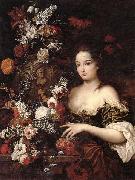 Gaspar Peeter Verbrugghen the younger A still life of various flowers with a young lady beside an urn France oil painting reproduction